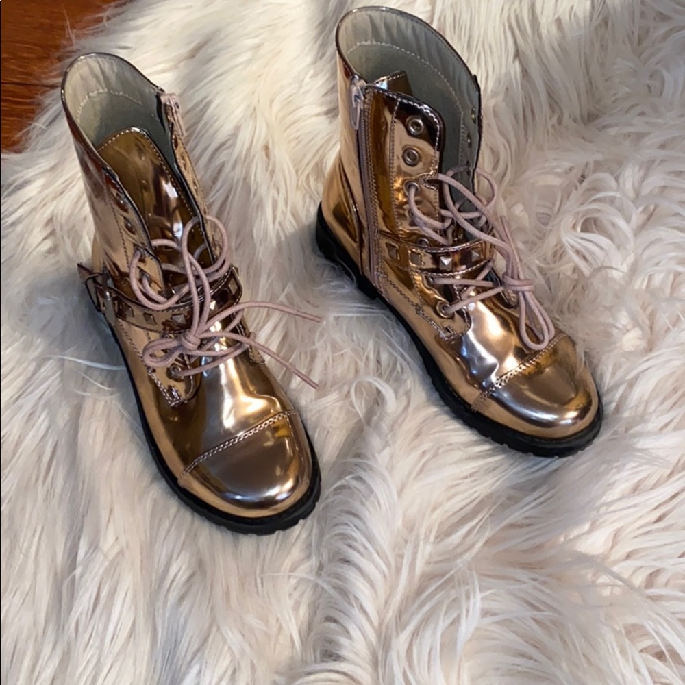 Children’s Place rose gold combat boots